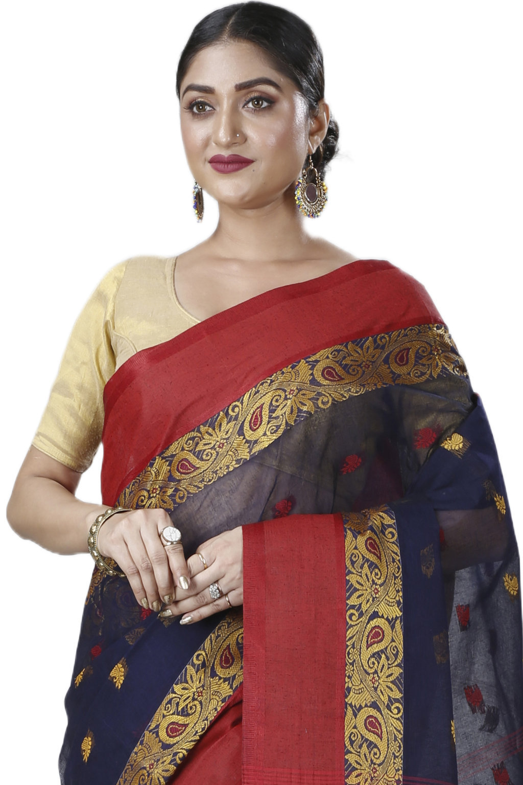 Blue Pure Cotton Srimati Tant Saree (1089)